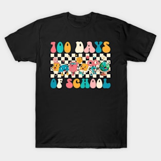 Groovy Happy 100 Days Of School 100 Days Smarter Kids T-Shirt